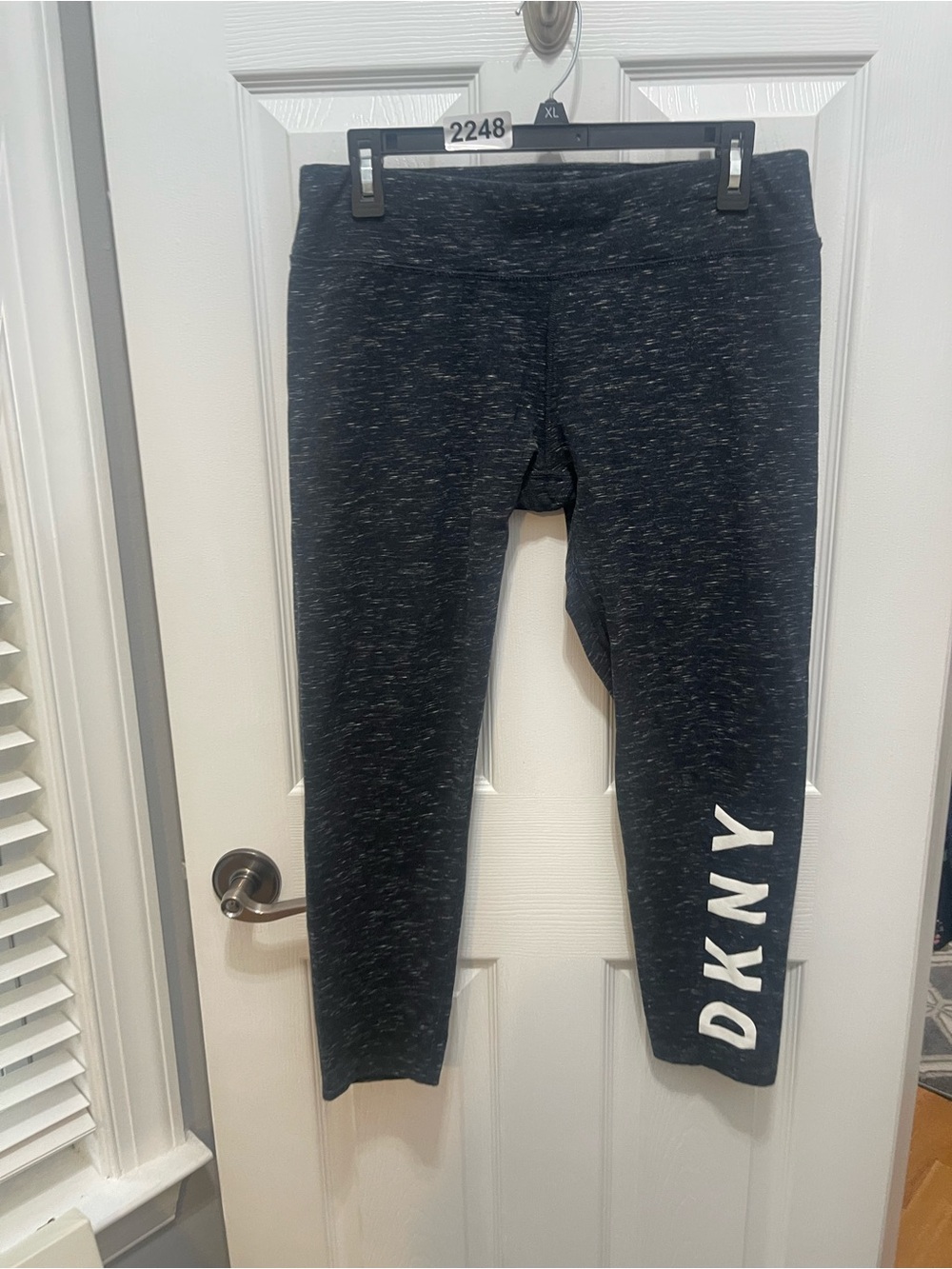 DKNY Dark Heather Gray Leggings with White Side Logo